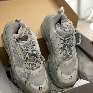 BALENCIAGA Women's Triple S leather and mesh trainers 37